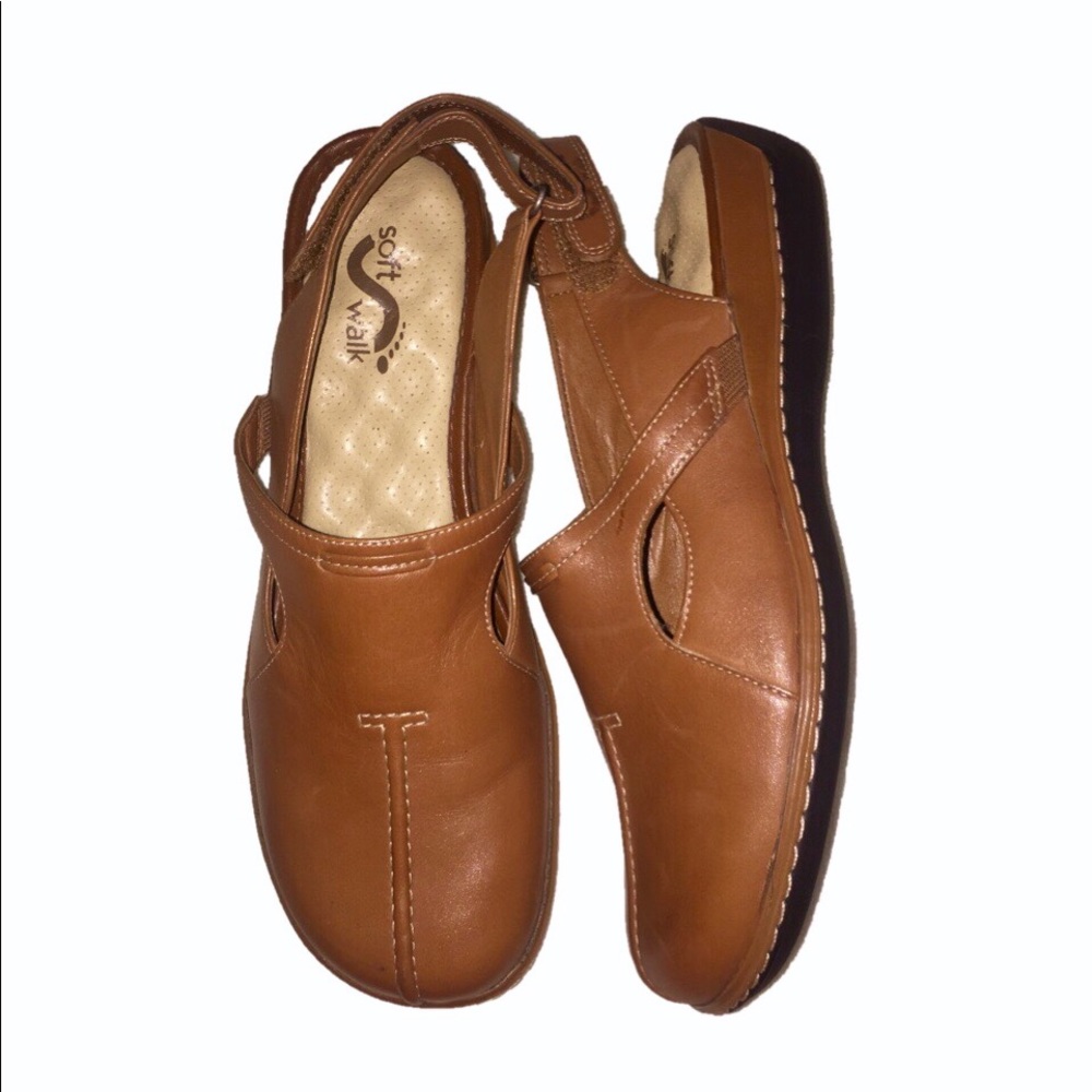 Softwalk brown leather slingback sandals